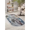 Dijidekor Halı mavi Cool Modern Saçaklı Oval Kaymaz Kesme İnce Yolluk Kilim Salon Halısı Modelleri