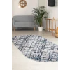 Dijidekor Halı Mavi Trend Yıkanabilir Saçaksız Oval Kesme İnce Yolluk Kilim Salon Halısı Modelleri