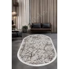 Dijidekor Halı Vizon Cool Karo Yıkanabilir Oval Saçaklı Kesme İnce Yolluk Kilim Salon Halısı Modeli
