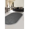 Halı Antrasit Cool K1290 Saçaklı Oval Kesme Ince Yolluk Kilim Salon Halısı Modelleri