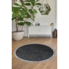 Halı Antrasit Cool K1290 Saçaklı Yuvarlak Kesme Ince Yolluk Kilim Salon Halısı Modelleri