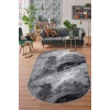 Halı Antrasit Cool Karo Yıkanabilir Oval Kesme Ince Yolluk Kilim Salon Halısı Modelleri