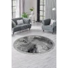 Halı Antrasit Cool Yıkanabilir Saçaklı Yuvarlak Delüxe Yolluk Kilim Salon Halısı Modeli