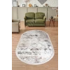 Halı Bej Cool K1280 Yıkanabilir Saçaklı Oval Kesme Ince Yolluk Kilim Salon Halısı Modeli