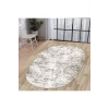 Halı Bej Cool K1280 Yıkanabilir Saçaksız Oval Kesme Ince Yolluk Kilim Salon Halısı Modeli