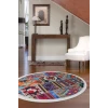 Halı Çok Renkli 9010 Saçaklı Yuvarlak Kesme Ince Yolluk Kilim Salon Halısı Modelleri