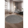 Halı Cool Gri Pramit Desenli Saçaksız Yuvarlak Kesme Yolluk Kilim Salon Halısı Modelleri
