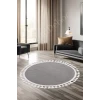 Halı Cool Gri Pramit Kaymaz Yıkanabilir Saçaklı Yuvarlak Yolluk Salon Halısı Modelleri