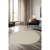 Halı Cool Krem Sahra Desenli Saçaksız Yuvarlak Kesme Yolluk Kilim Salon Halısı Modelleri