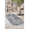 Halı Gri Cool Granit Yıkanabilir Saçaklı Oval Kesme Ince Yolluk Kilim Salon Halısı Modeli
