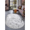 Halı Gri Cool Karo Yıkanabilir Saçaklı Oval Kesme Ince Yolluk Kilim Salon Halısı Modeli