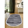 Halı Gri Cool Köln Yıkanabilir Saçaklı Oval Kesme Ince Yolluk Kilim Salon Halısı Modeli