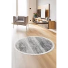 Halı Gri Cool Ky7056 Saçaklı Yuvarlak Kesme Ince Yolluk Kilim Salon Halısı Modelleri