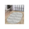 Halı Gri Cool Ky7056 Yıkanabilir Oval Kesme Ince Yolluk Kilim Salon Halısı Modelleri