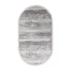 Halı Gri Cool Ky7056 Yıkanabilir Saçaklı Oval Kesme Ince Yolluk Kilim Salon Halısı Modeli
