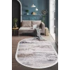 Halı Gri14 Cool Karo Saçaklı Oval Kaymaz Kesme Ince Yolluk Kilim Salon Halısı Modelleri