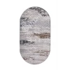 Halı Gri14 Cool Karo Yıkanabilir Oval Kesme Ince Yolluk Kilim Salon Halısı Modelleri