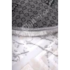 Halı Gri3 Cool Karo Saçaklı Yuvarlak Kesme Ince Yolluk Kilim Salon Halısı Modelleri