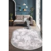 Halı Gri3 Cool Karo Yıkanabilir Saçaklı Oval Kesme Ince Yolluk Kilim Salon Halısı Modeli