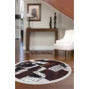Halı Kahverengi Dr01 Saçaklı Yuvarlak Kesme Ince Yolluk Kilim Salon Halısı Modelleri