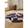 Halı Kahverengi Dr01 Yıkanabilir Yuvarlak Kesme Ince Yolluk Kilim Salon Halısı Modelleri