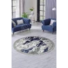 Halı Lacivert Cool Yıkanabilir Saçaklı Yuvarlak Delüxe Yolluk Kilim Salon Halısı Modeller