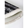 Halı Siyah Cool K1320 Saçaklı Yuvarlak Kesme Ince Yolluk Kilim Salon Halısı Modelleri