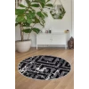 Halı Siyah Cool K1320 Yıkanabilir Yuvarlak Kesme Ince Yolluk Kilim Salon Halısı Modelleri