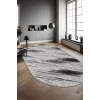 Halı Siyah Cool Karo Yıkanabilir Oval Kesme Ince Yolluk Kilim Salon Halısı Modelleri