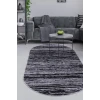 Halı Siyah Gri Cool Ym4700 Yıkanabilir Oval Kesme Ince Yolluk Kilim Salon Halısı Modeli