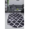 Halı Siyah Maça Yıkanabilir Saçaksız Oval Kesme Ince Yolluk Kilim Salon Halısı Modelleri