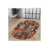Halı Turuncu Cool K1300 Yıkanabilir Oval Kesme Ince Yolluk Kilim Salon Halısı Modelleri
