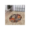 Halı Turuncu Cool K1300 Yuvarlak Kaymaz Kesme Ince Yolluk Kilim Salon Halısı Modelleri