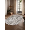 Halı Vizon Cool Karo Yıkanabilir Oval Kesme Ince Yolluk Kilim Salon Halısı Modelleri
