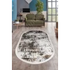 K1310 Black Saçaklı Dijital Oval Halı Kaymaz Yıkanabilir Oda Mutfak Antre Salon Halısı