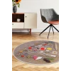 Kahve Mutfak Halısı Saçaksız Dijital Yuvarlak Halı Kaymaz Yıkanabilir 100x100