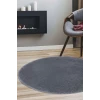 Koyu Gri Mürdüm Yuvarlak Post Dokuma Halı Peluş Tavşan Tüyü Hissi Antibakteriyel