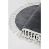 Koyu Gri Oval Post Dokuma Halı Saçaklı Peluş Yumuşacık Kaymaz Antibakteriyel