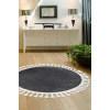 Koyu Gri Yuvarlak Post Dokuma Halı Püslüllü Peluş Halı Antibakteriyel