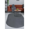Peluş Halı Koyu Gri Cool Yıkanabilir Oval Kesme Post Yolluk Kilim Salon Halısı Modelleri