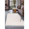 Peluş Halı Krem Cool Düz Desenli Saçaklı Kesme Post Yolluk Kilim Salon Halısı Modelleri