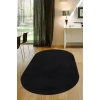 Peluş Halı Siyah Cool Yıkanabilir Oval Post Kesme Yolluk Kilim Salon Halısı Modelleri