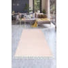 Pembe Post Dokuma Halı Saçaklı Peluş Yumuşacık Antibakteriyel Çocuk Mutfak Salon Halısı