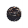 Siyah Gold Saçaklı Dijital Yuvarlak Halı Kaymaz Yıkanabilir 100x100