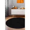 Siyah Yuvarlak Post Dokuma Halı Peluş Yumuşacık Kaymaz Antibakteriyel