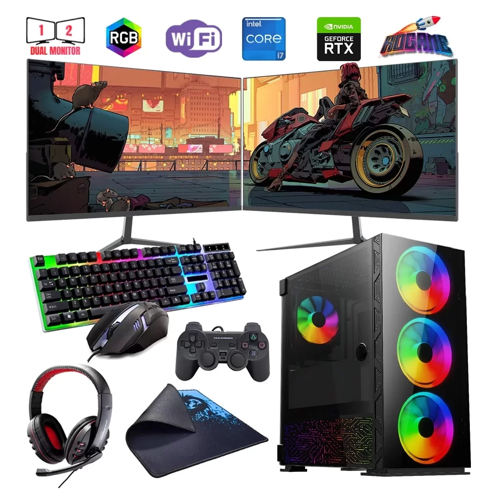 İ7 12700F 32GB DDR4 1TB M2 8GB RTX3050 Çift 24 Monitörlü (Gaming SET)