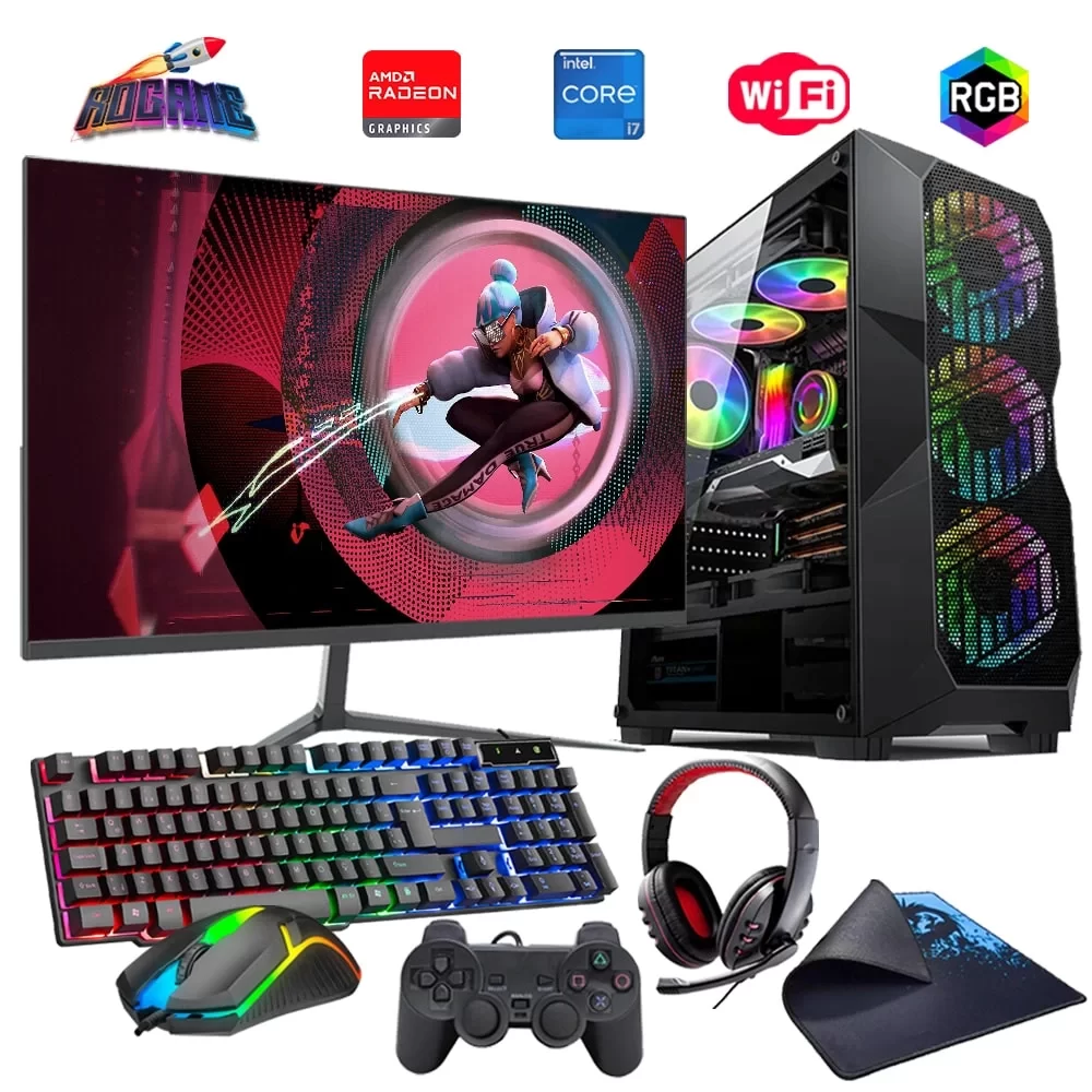 i7 13700F 16GB DDR4 512GB m2 8GB RX580 24 Monitörlü Oyun Bilgisayarı (Gaming SET)