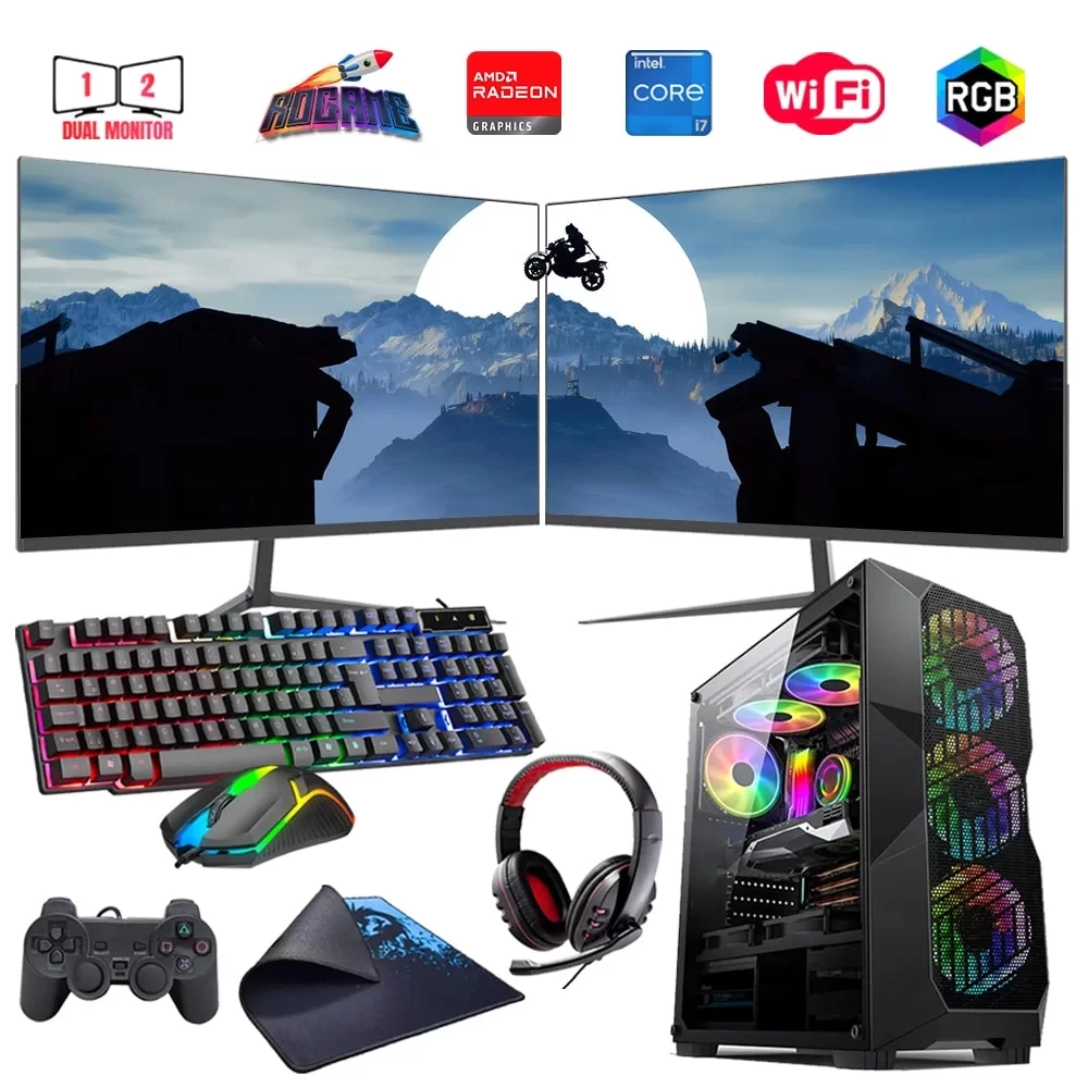 i7 13700F 32GB DDR4 1TB M2 8GB RX580 Çift 24 Monitörlü Oyun Bilgisayarı (Gaming SET)