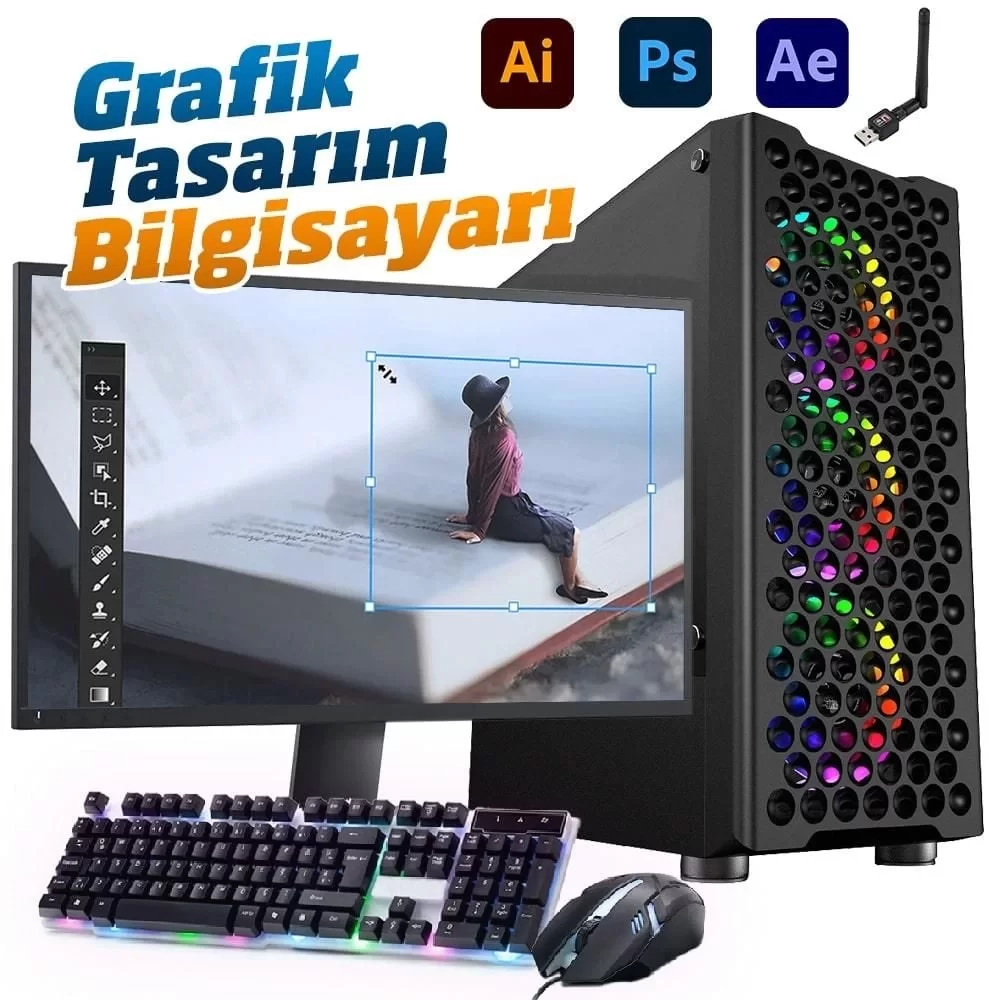 INTEL I5 10400F 16GB 480GB SSD 4GB GTX1050TI 24 Grafik Tasarım Bilgisayarı