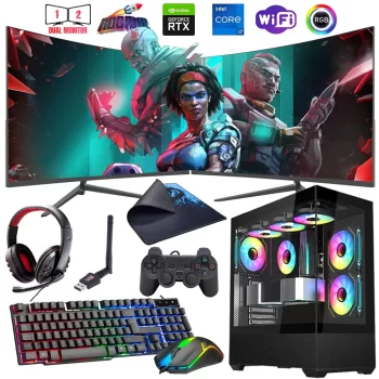 i7 14700F 16GB DDR4 1TB m2 12GB RTX4070 Çift 24 100Hz Monitörlü Oyun Bilgisayarı (Gaming SET)